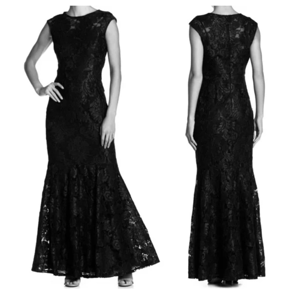 MARINA Black Lace Evening Gown